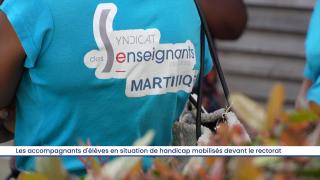 Les accompagnants d'élèves en situation de handicap mobilisés devant le rectorat